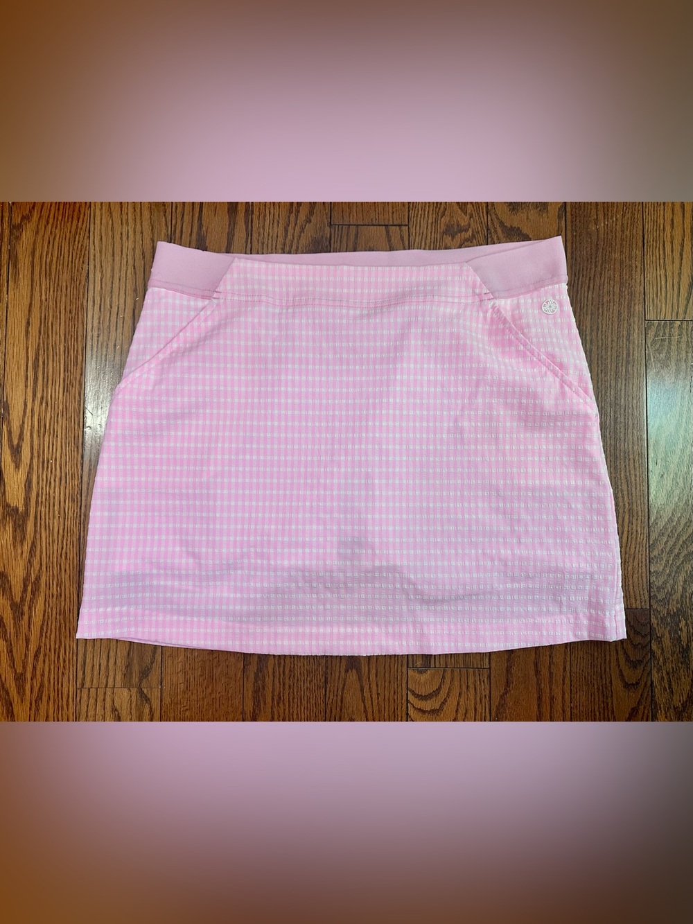 Lilly Pulitzer ‘Luxletic’ Pink and White Seersucker Mini Skort